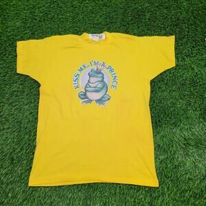Vintage 1976 Frog Prince Shirt Small 18x25 Yellow